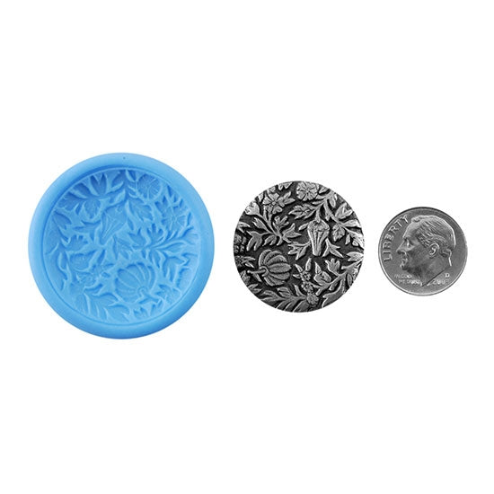 Ready Mold - Spring Flowers  Blue Ready Mold, Silver Sample with Dime