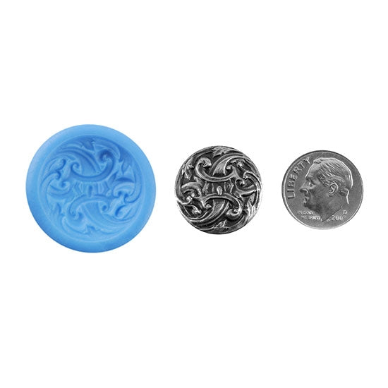 Ready Mold - Swirly Gig  Blue Ready Mold, Silver Sample with Dime