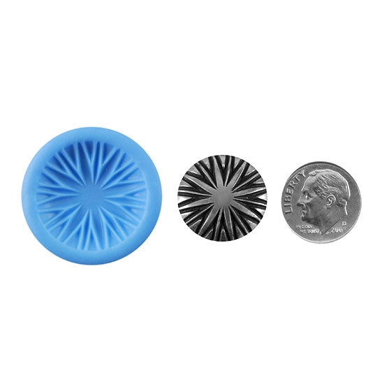 Ready Mold - Burst  Blue Ready Mold, Silver Sample with Dime