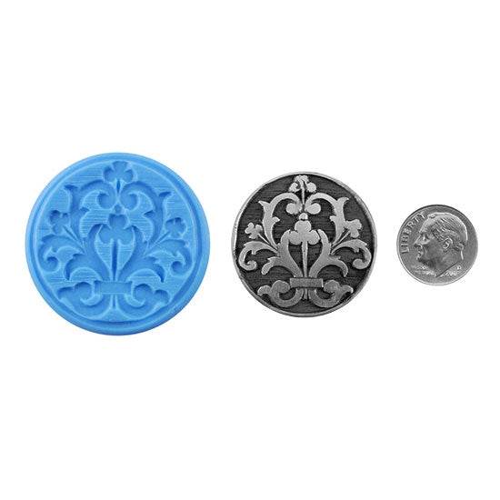 Ready Mold - Iron Bouquet  Blue Ready Mold, Silver Sample with Dime