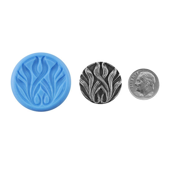 Ready Mold - Lily Leaves  Blue Ready Mold, Silver Sample with Dime