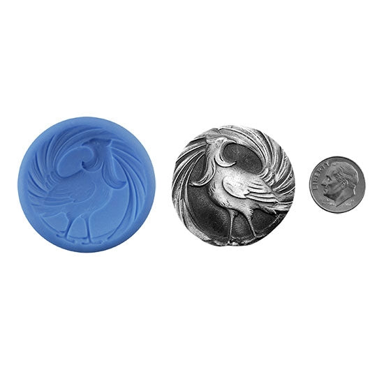 Ready Mold - Pheasant  Blue Ready Mold, Silver Sample with Dime