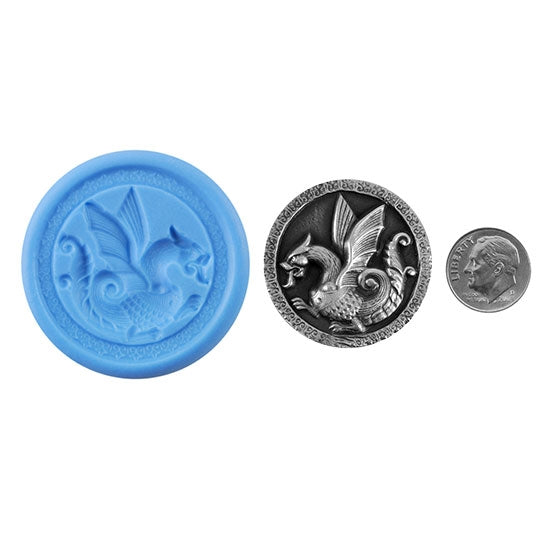 Ready Mold - Dragon Master  Blue Ready Mold, Silver Sample with Dime