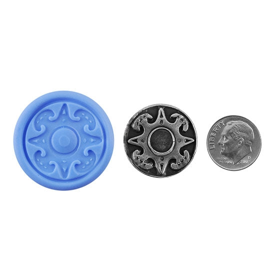 Ready Mold - Ninja Star  Blue Ready Mold, Silver Sample with Dime