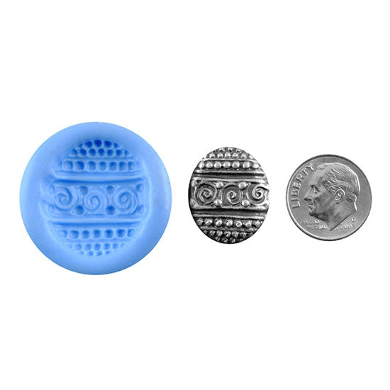 Ready Mold - Fabrege Egg  Blue Ready Mold, Silver Sample with Dime