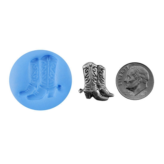 Ready Mold - Boots 'N Spurs  Blue Ready Mold, Silver Sample with Dime