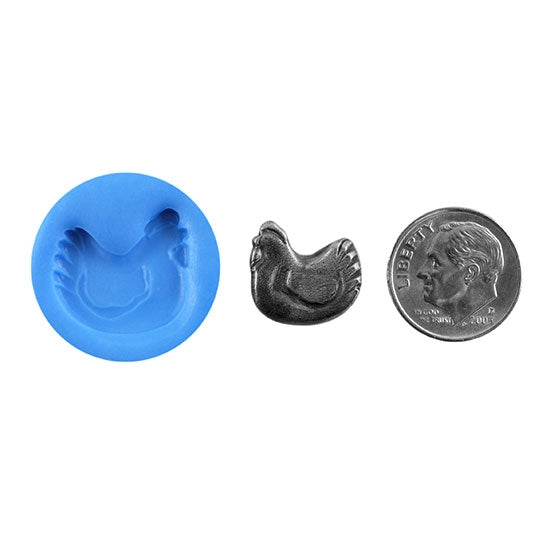 Ready Mold - Laying Hen  Blue Ready Mold, Silver Sample with Dime