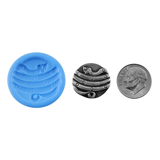 Ready Mold - Slither  Blue Ready Mold, Silver Sample with Dime