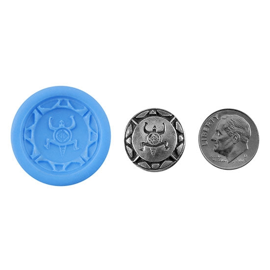 Ready Mold - Desert Turtle  Blue Ready Mold, Silver Sample with Dime