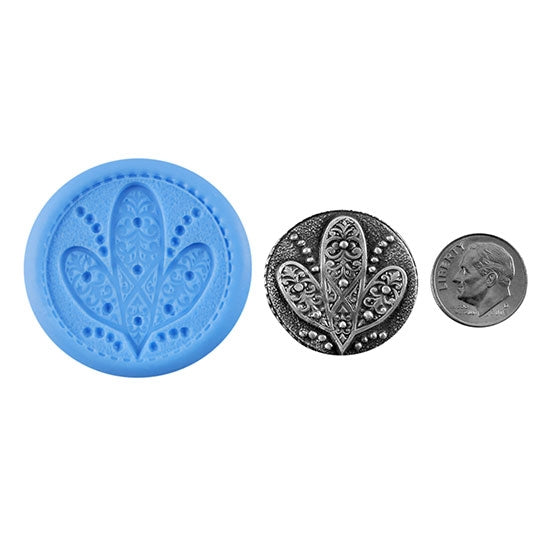 Ready Mold - Desert Jewel  Blue Ready Mold, Silver Sample with Dime