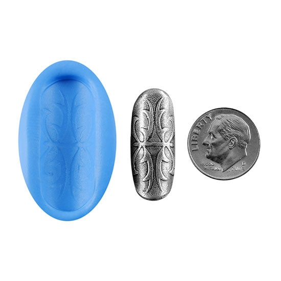 Ready Mold - Tooled Leather  Blue Ready Mold, Silver Sample with Dime