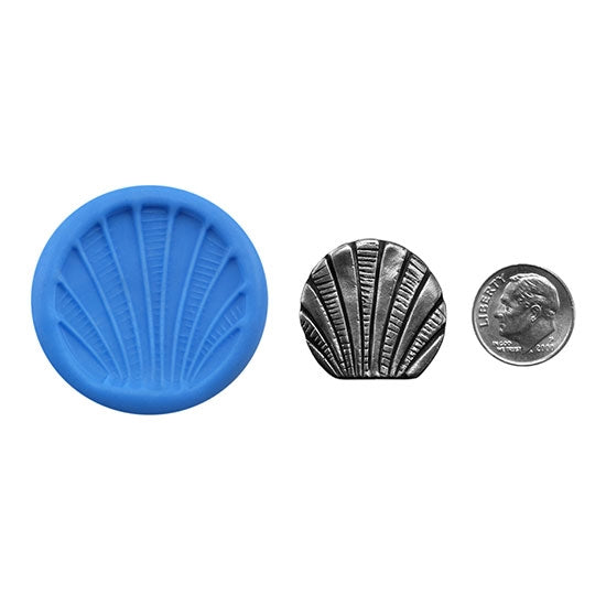 Ready Mold - Clam Shell  Blue Ready Mold, Silver Sample with Dime