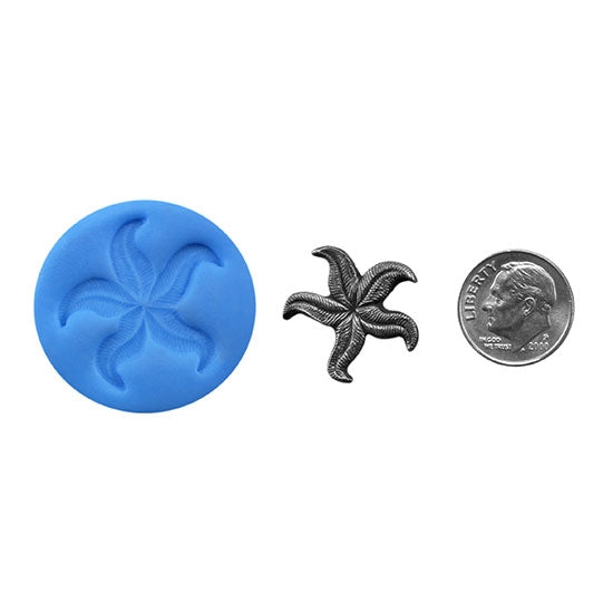 Ready Mold - Sea Star  Blue Ready Mold, Silver Sample with Dime