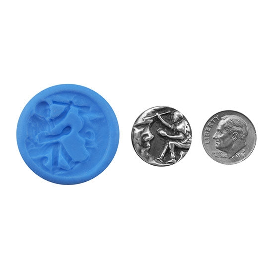 Ready Mold - Painting the Moon  Blue Ready Mold, Silver Sample with Dime