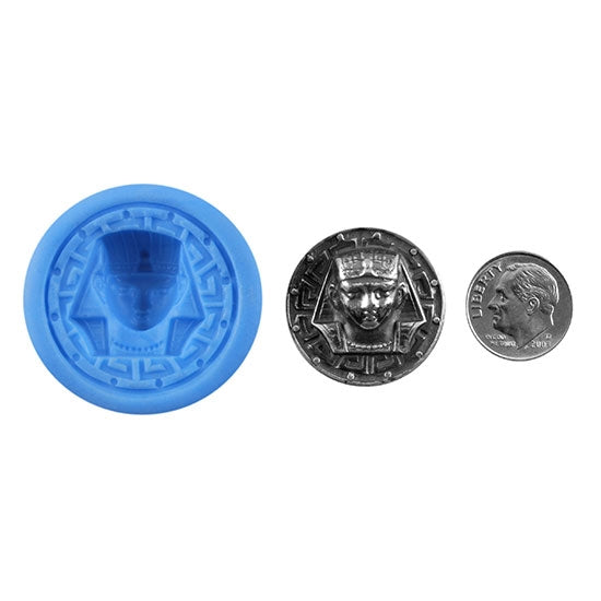 Ready Mold - King Tut  Blue Ready Mold, Silver Sample with Dime