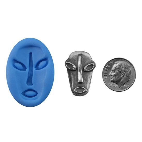 Ready Mold - Easter Island  Blue Ready Mold, Silver Sample with Dime