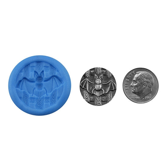 Ready Mold - Bat Trap  Blue Mold, Silver Sample with Dime