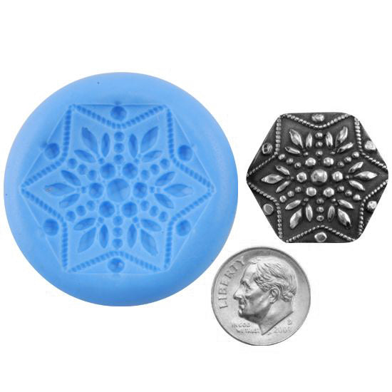 Ready Mold - Floral Eruption  Blue Ready Mold, Silver Sample with Dime