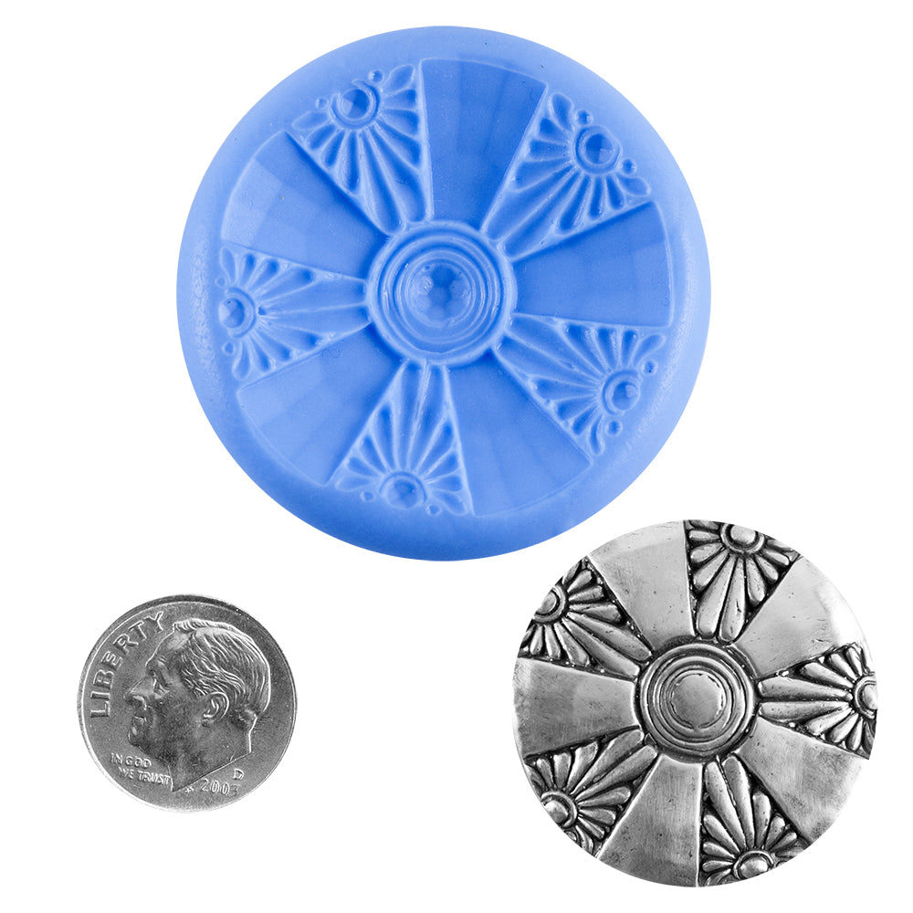 Ready Mold - Deco Daisy  Blue Ready Mold, Silver Sample with Dime