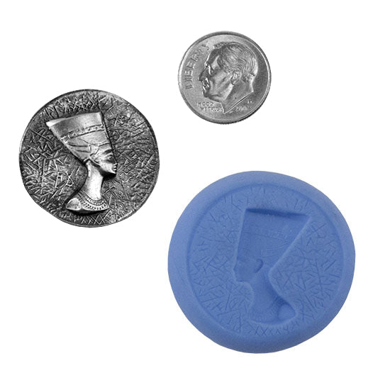 Ready Mold - Nefertiti  Blue Ready Mold, Silver Sample with Dime