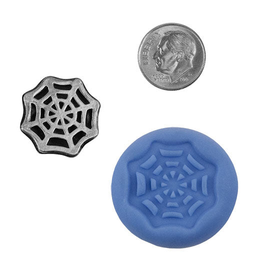 Ready Mold - Spider Web  Blue Ready Mold, Silver Sample with Dime