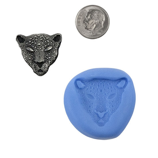 Ready Mold - Jeweled Jaguar  Blue Ready Mold, Silver Sample with Dime