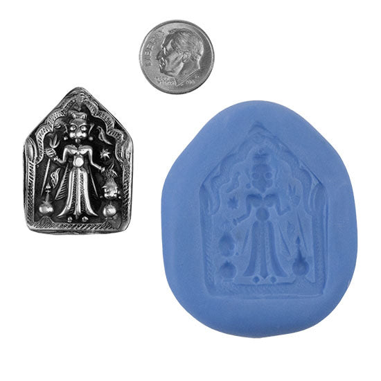 Ready Mold - Ancient Goddess Blue Mold, Silver Sample with Dime