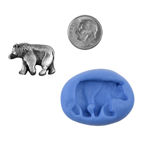 Ready Mold - Lumbering Bear  Blue Ready Mold, Silver Sample with Dime