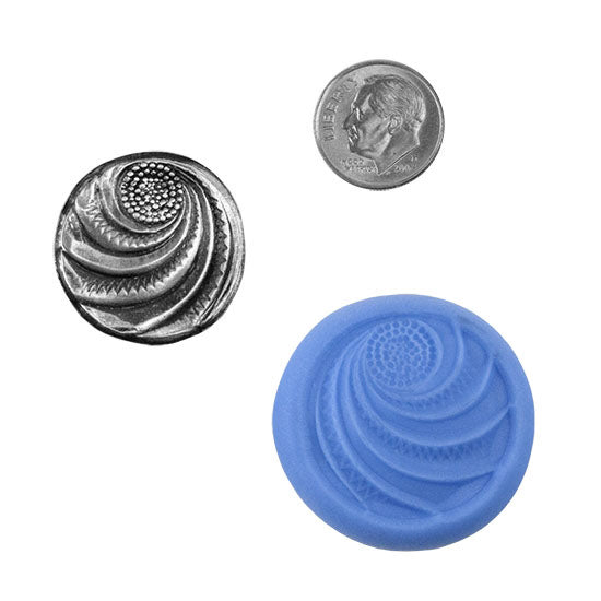 Ready Mold - Rolling Wave  Blue Ready Mold, Silver Sample with Dime