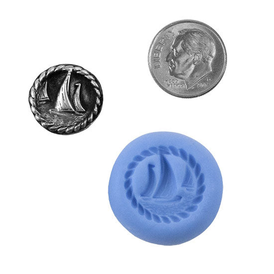 Ready Mold - Sailor's Knot  Blue Ready Mold, Silver Sample with Dime