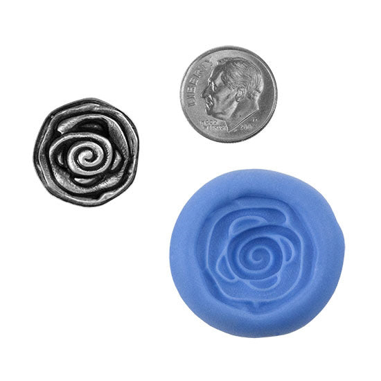 Ready Mold - Freehand Bloom  Blue Ready Mold, Silver Sample with Dime