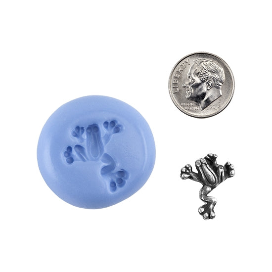 Ready Mold - Tree Frog  Blue Ready Mold, Silver Sample with Dime