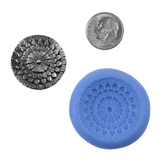 Ready Mold - Dahlia  Blue Ready Mold, Silver Sample with Dime