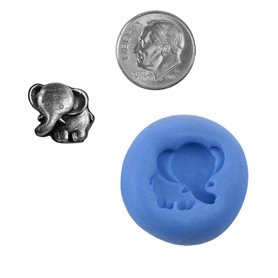 Ready Mold - Elephant Calf  Blue Ready Mold, Silver Sample with Dime