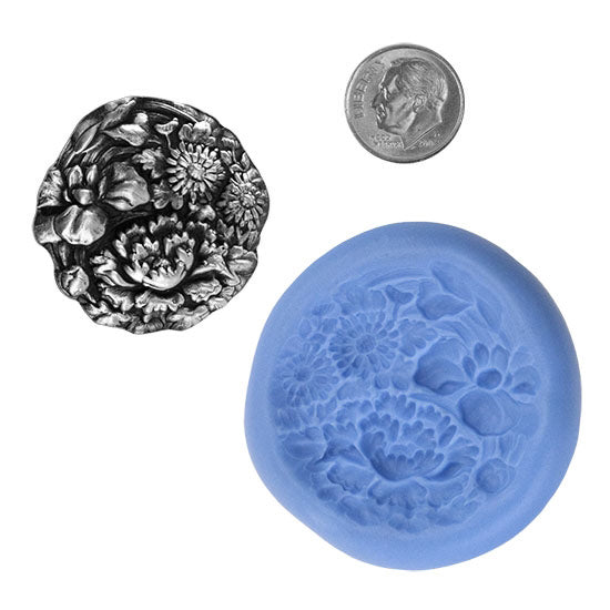 Ready Mold - Spring Garden  Blue Ready Mold, Silver Sample with Dime