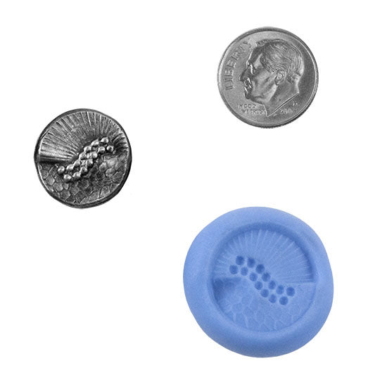 Ready Mold - Asymmetrical  Blue Mold, Silver Sample with Dime