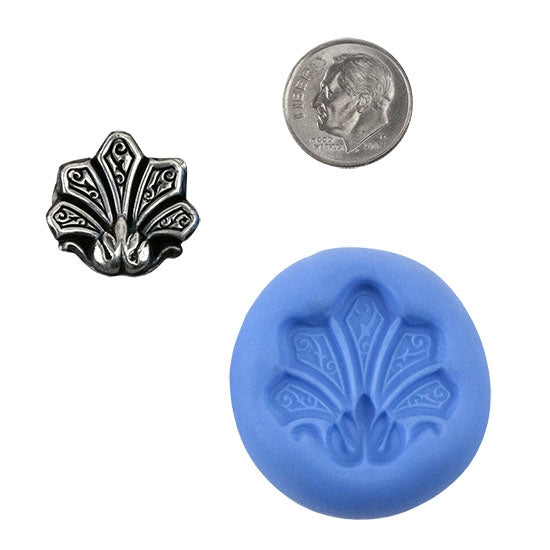 Ready Mold - Nouveau Fan  Blue Ready Mold, Silver Sample with Dime