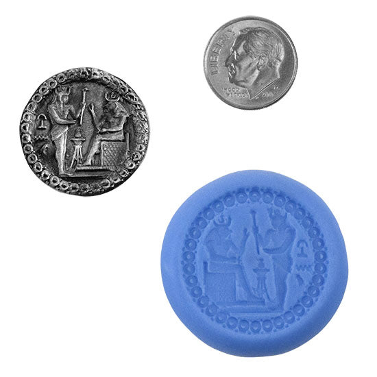 Ready Mold - Egyptian Meeting  Blue Ready Mold, Silver Sample with Dime