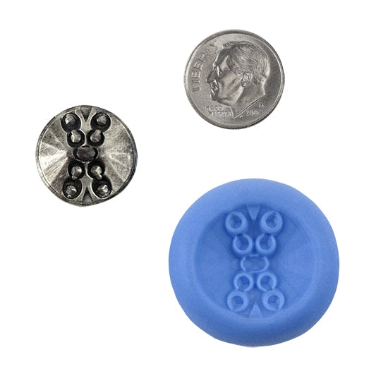 Ready Mold - Crossed Paths  Blue Ready Mold, Silver Sample with Dime