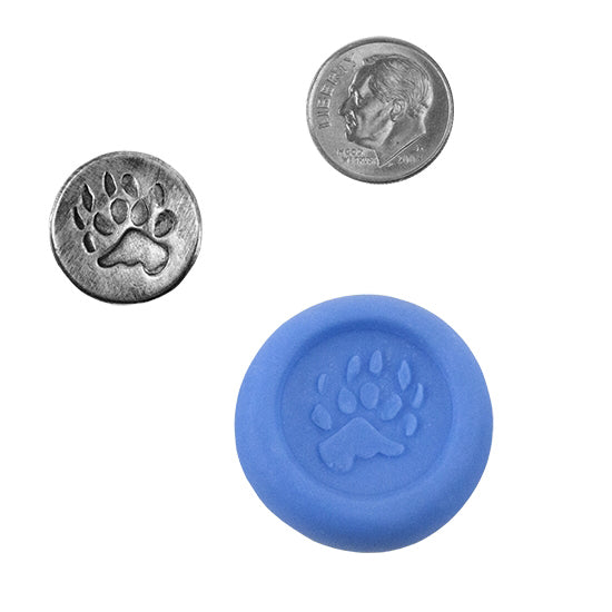 Ready Mold - Bear Tracks  Blue Mold, Silver Sample with Dime