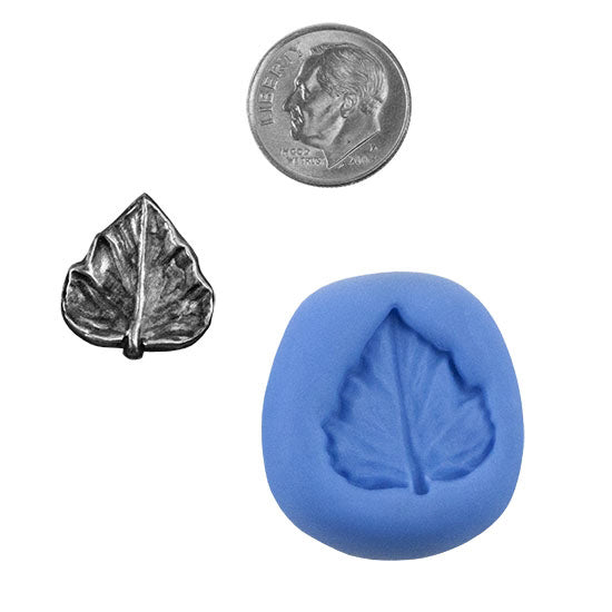 Ready Mold - Grape Leaf  Blue Ready Mold, Silver Sample with Dime