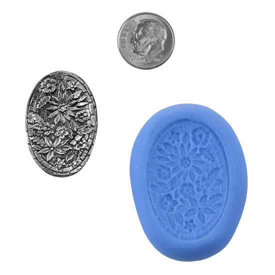 Ready Mold - Stained Glass Garden  Blue Ready Mold, Silver Sample with Dime