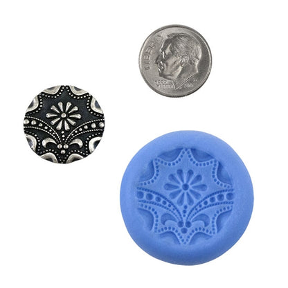 Ready Mold - Crazy Daisy  Blue Ready Mold, Silver Sample with Dime