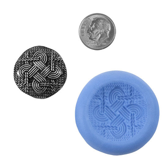 Ready Mold - Endless Knot  Blue Ready Mold, Silver Sample with Dime