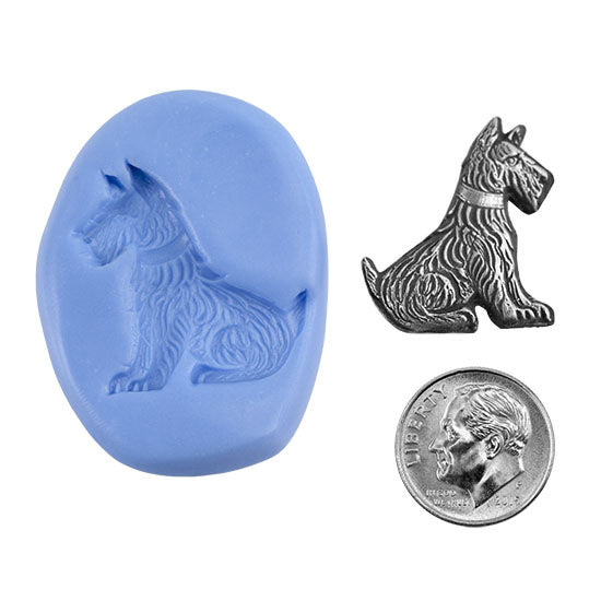 Ready Mold - Pretty Scottie  Blue Ready Mold, Silver Sample with Dime