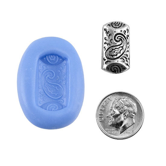 Ready Mold - Paisley Tab  Blue Ready Mold, Silver Sample with Dime