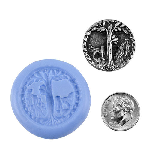 Ready Mold - Knowledge Tree  Blue Ready Mold, Silver Sample with Dime