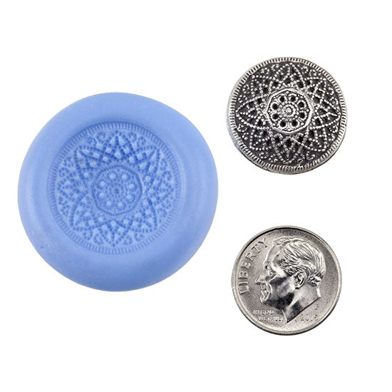 Ready Mold - Threaded Star  Blue Ready Mold, Silver Sample with Dime