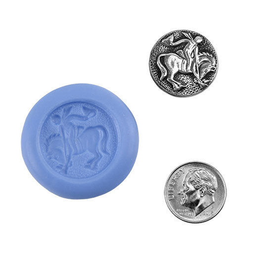 Ready Mold - Ride-em Cowboy  Blue Ready Mold, Silver Sample with Dime