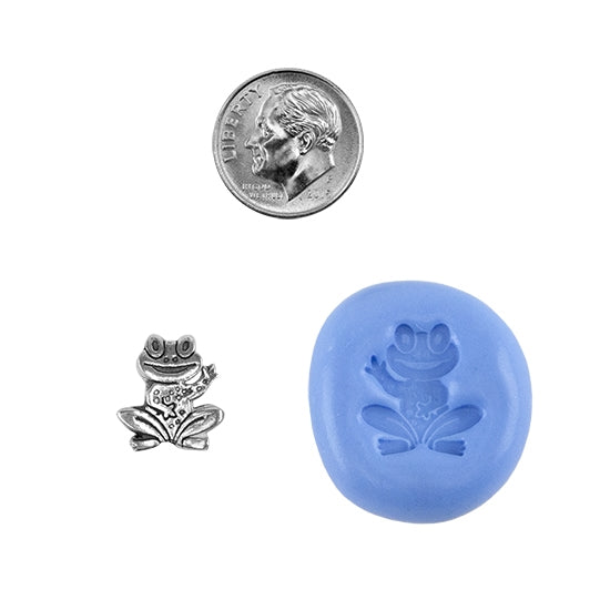 Ready Mold - Happy Frog  Blue Ready Mold, Silver Sample with Dime